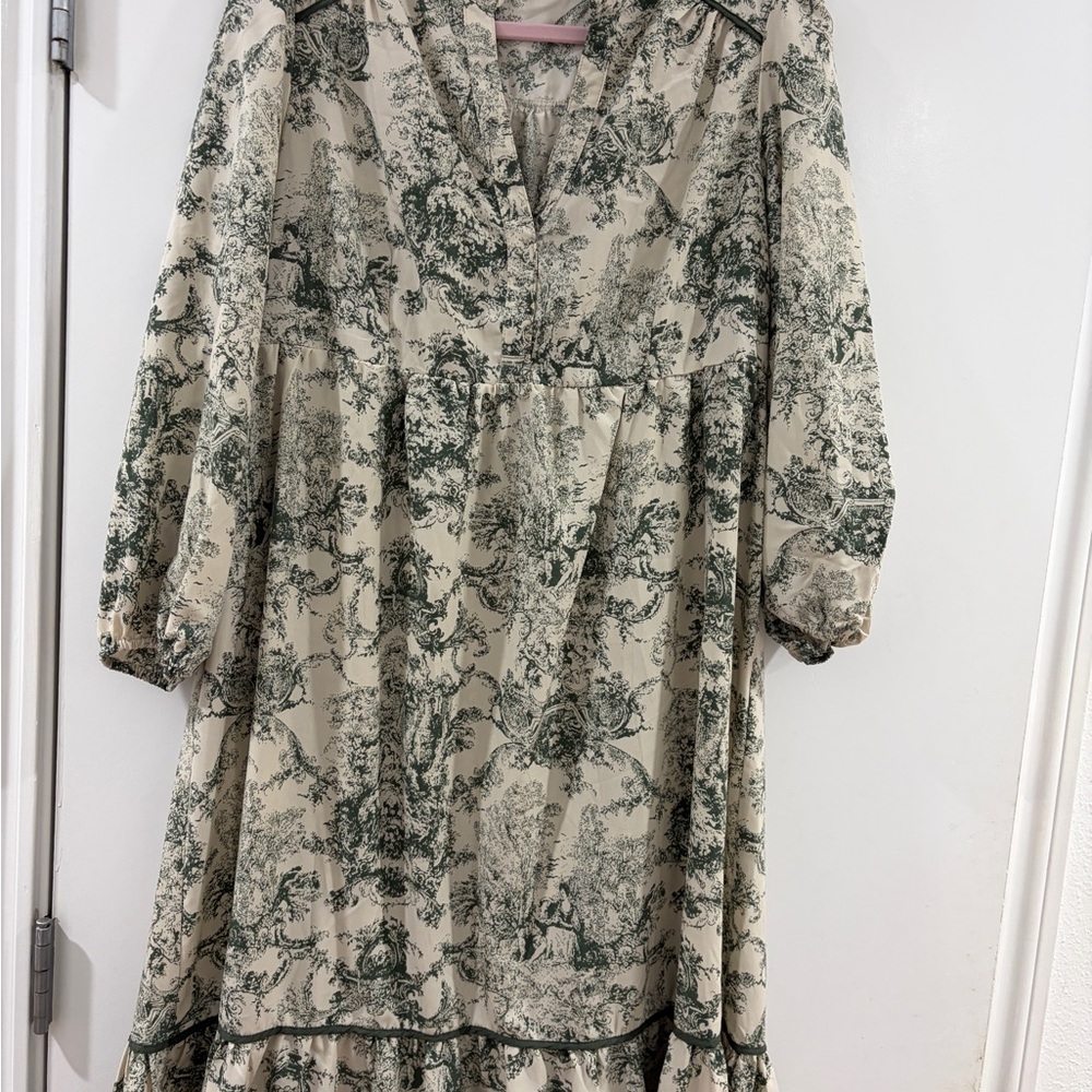 Umgee Maternity Dress Green and Cream
